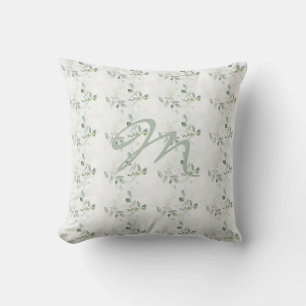 Elegant Eucalyptus Greenery Monogram Kudde
