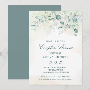 Elegant Eucalyptus Greenery Par Shower Inbjudningar