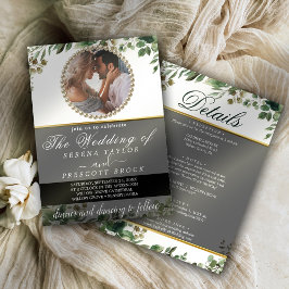 Elegant Eucalyptus Greenery Photo Bröllop Inbjudningar