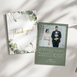 Elegant Eucalyptus Greenery Photo Bröllop Tack Kort