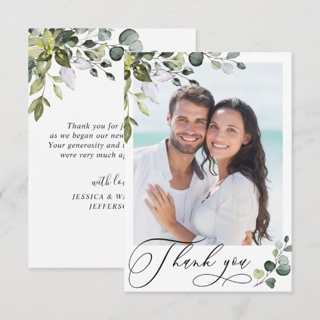 Elegant Eucalyptus Greenery PHOTO - tackkort Tack Kort (Fram/baksida)