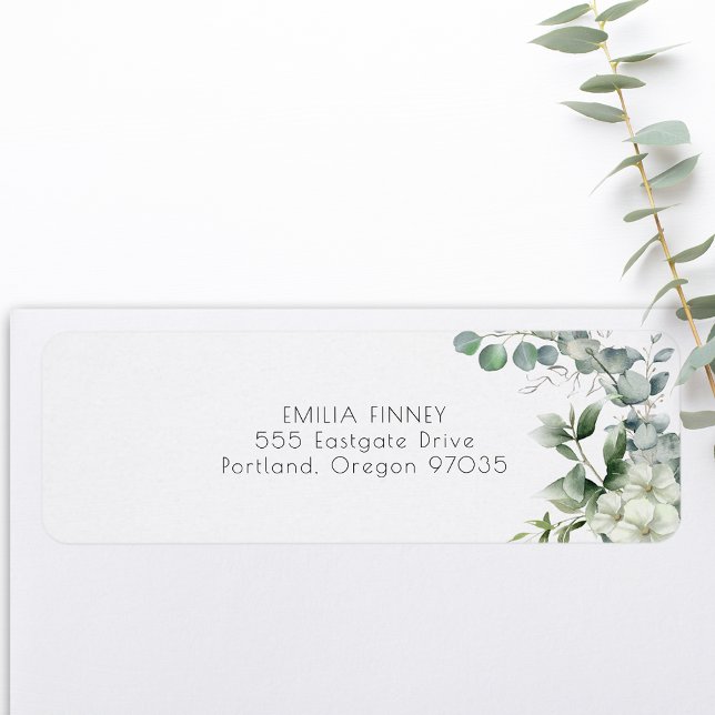 Elegant Eucalyptus Greenery Returadress Etikett (Skapare uppladdad)