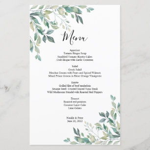 Elegant Eucalyptus Greenery Rustic Bröllop Menu