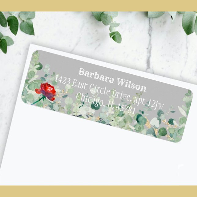 Elegant Eucalyptus Greenery Rustic Return Returadress Etikett (Skapare uppladdad)