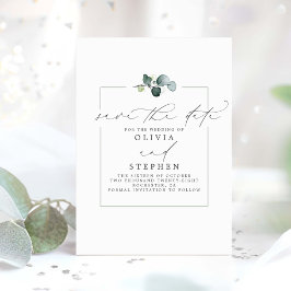 Elegant Eucalyptus Greenery Save Date Meddelande