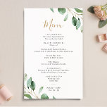 Elegant Eucalyptus Greenery Simple Bröllop Menu<br><div class="desc">Den här anpassade Menu-mallen är designad att samordna med vår Moody Grey bröllop-samling och har ett guld-geometriskt ram accenterat med vattenfärgen eucalyptus greenery grenar,  med guld och grått-text. Om du vill göra avancerade ändringar väljer du alternativet "Klicka för att anpassa ytterligare" under Anpassa den här mallen.</div>