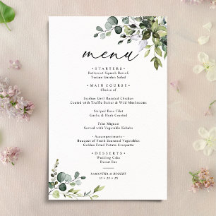 Elegant Eucalyptus Greenery Simple Bröllop Menu