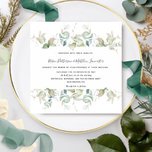 Elegant Eucalyptus Greenery, Square Bröllop Inbjudningar