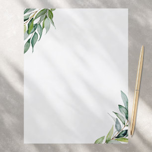 Elegant Eucalyptus Greenery Stationery Papper