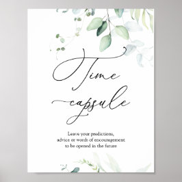 Elegant Eucalyptus Greenery Time Capsule-tecken Poster
