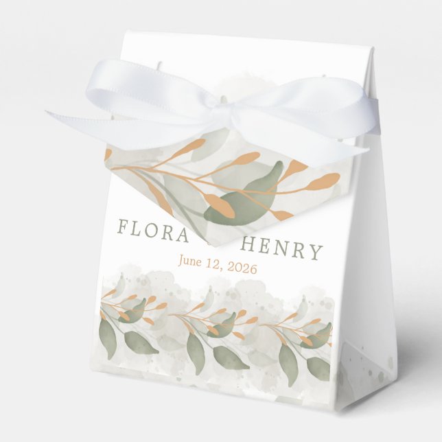 Elegant Eucalyptus Greenery Watercolor Wedding  Presentaskar (Framsidan Sidan)