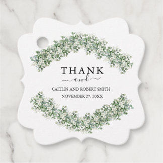 Elegant Eucalyptus Greenery Wedding Gåvor Etiketter