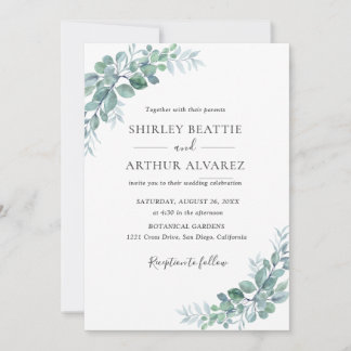 Elegant Eucalyptus Greenery Wedding Inbjudningar