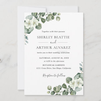 Elegant Eucalyptus Greenery Wedding  Inbjudningar