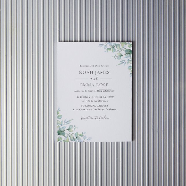 Elegant Eucalyptus Greenery Wedding  Inbjudningar (Elegant Eucalyptus Greenery Wedding Invitation)