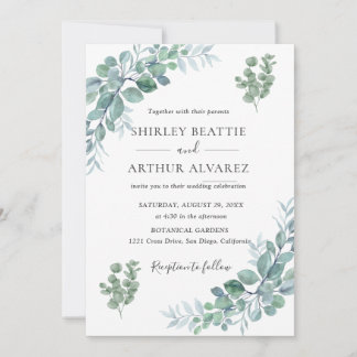 Elegant Eucalyptus Greenery Wedding Inbjudningar