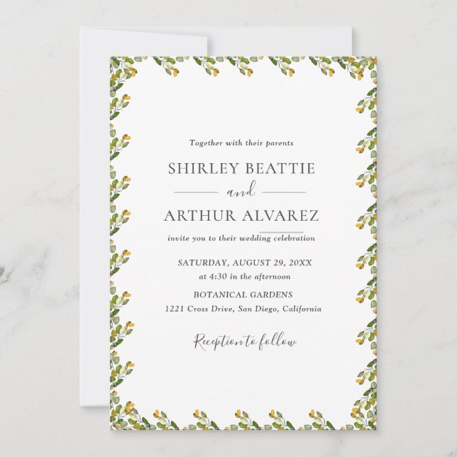 Elegant Eucalyptus Greenery Wedding  Inbjudningar (Framsida)