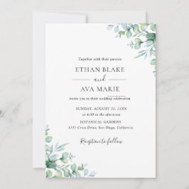 Elegant Eucalyptus Greenery Wedding Invitation Inbjudningar