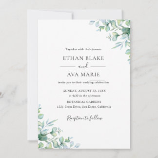 Elegant Eucalyptus Greenery Wedding  Invitation Inbjudningar