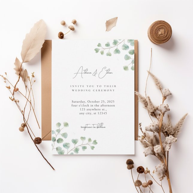 Elegant Eucalyptus Greenery Wedding Invitation Inbjudningar (Skapare uppladdad)