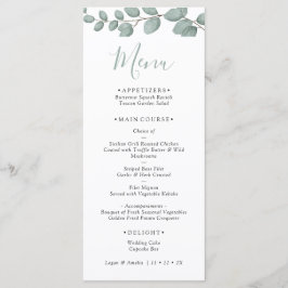 Elegant Eucalyptus Greenery Wedding Menu Card Meny