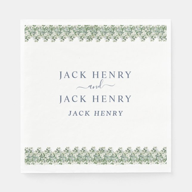 Elegant Eucalyptus Greenery Wedding Napkins Pappersservett (Framsidan)