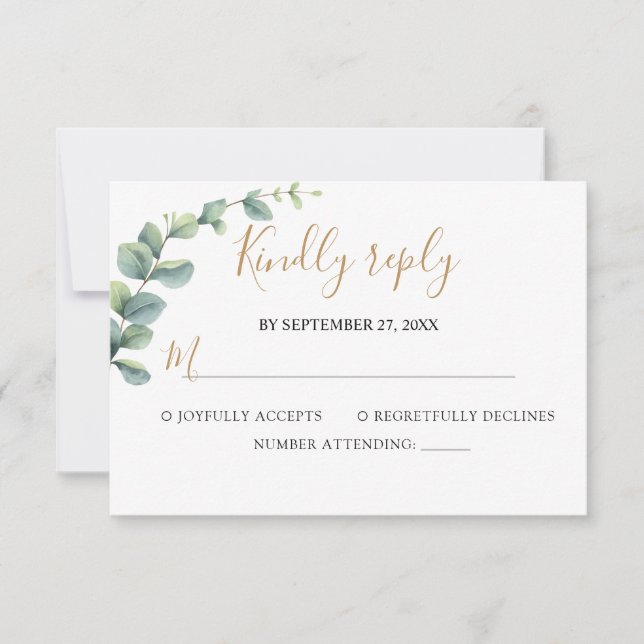Elegant  Eucalyptus Greenery Wedding OSA Kort (Framsida)