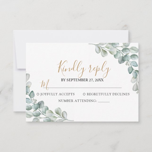 Elegant  Eucalyptus Greenery Wedding  OSA Kort (Framsida)
