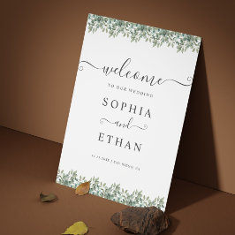 Elegant Eucalyptus Greenery Wedding Welcome sign Poster