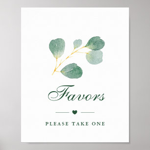 Elegant Eucalyptus Greenery Winter Wedding Favors Poster