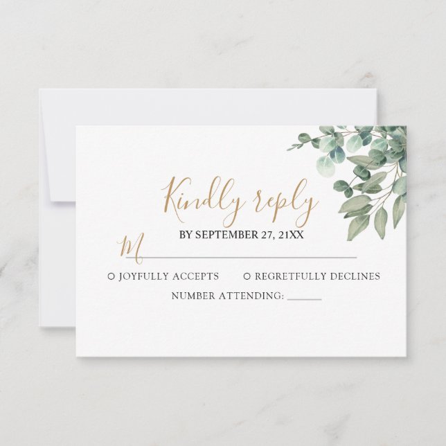 Elegant Eucalyptus Grönska Bröllop OSA Kort (Framsida)