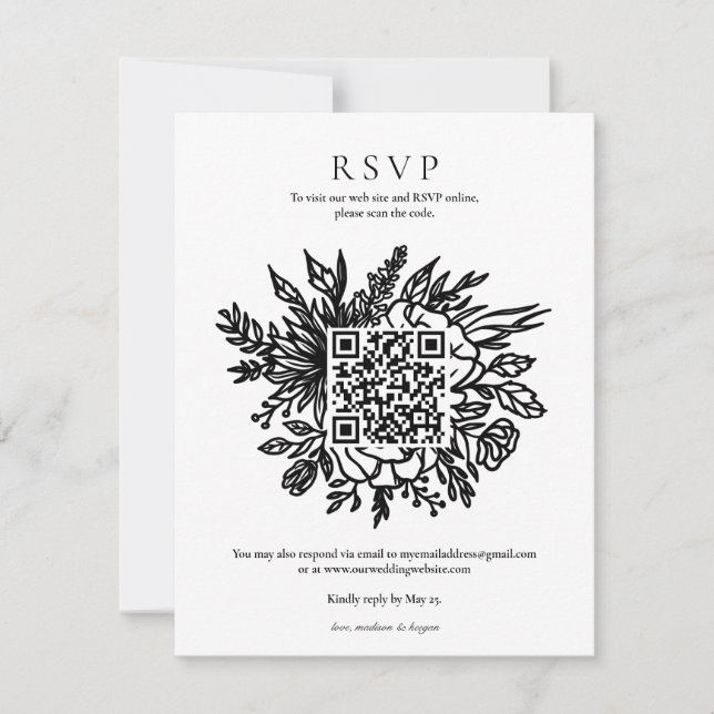 Elegant Eucalyptus Grönska Bröllop QR-kod RSVP I Inbjudningar (Framsida)