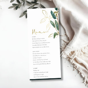ELEGANT EUCALYPTUS GRÖNT GULD FOLIAGE BRÖLLOP MENY