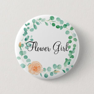 Elegant Eucalyptus Grönt Peach Blommigt Flower Gir Knapp