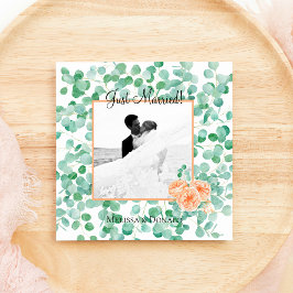 Elegant Eucalyptus Grönt Peach Blommigt Ny gifta