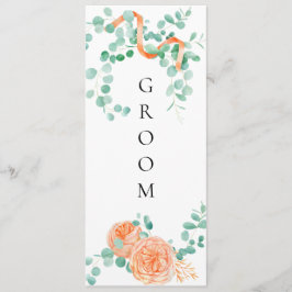 Elegant Eucalyptus Grönt Peach Blommigt Ordförande Meny