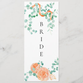 Elegant Eucalyptus Grönt Peach Blommigt Ordförande Meny