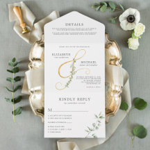 Elegant Eucalyptus Guld Ampersand Bröllop