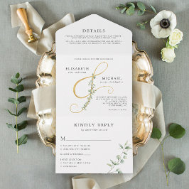 Elegant Eucalyptus Guld Ampersand Bröllop