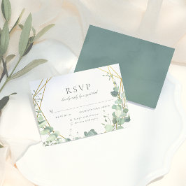 Elegant Eucalyptus & Guld Geometric Bröllop OSA