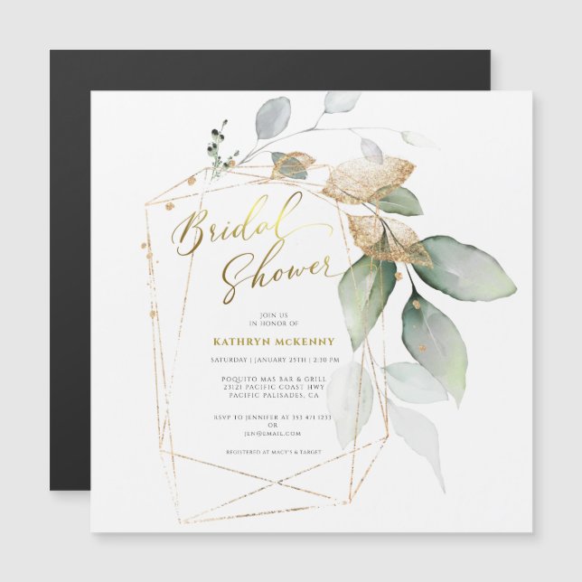 Elegant Eucalyptus Guld Greenery Möhippa (Fram/baksida)