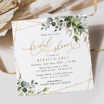 Elegant Eucalyptus Guld Greenery Möhippa Inbjudningar<br><div class="desc">Den här eleganten Boho Greenery-samlingen innehåller blandade vattenfärgsgröna löv parade med ett klassserif och delikat sans font in black,  med ett monogram på baksidan. Matchande objekt är tillgängliga.</div>