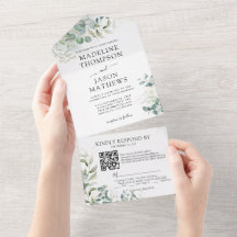 Elegant Eucalyptus Guld Greenery QR Code Bröllop