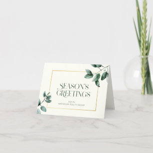 Elegant Eucalyptus Guld Ram Business Logotyp Helgkort