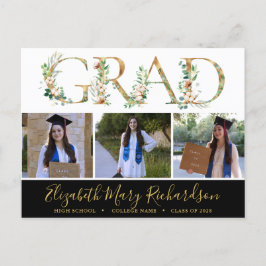 Elegant Eucalyptus Guld Script 3 Photo Studenten Vykort