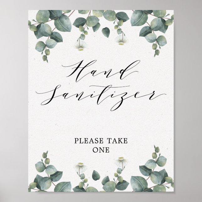 Elegant Eucalyptus Handdesinfektionsskylt Poster (Framsidan)