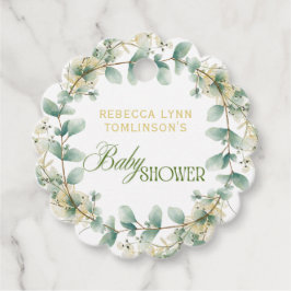 Elegant Eucalyptus Kön Neutral babystötare Gåvor Etiketter