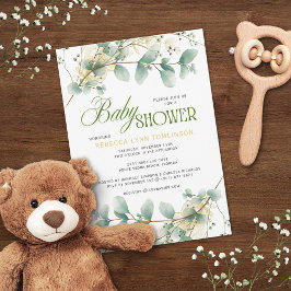 Elegant Eucalyptus Kön Neutral babystötare Inbjudningar