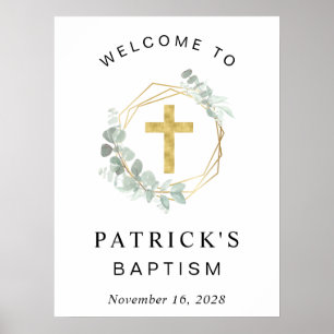 Elegant Eucalyptus Kor Baptism Välkommen Poster
