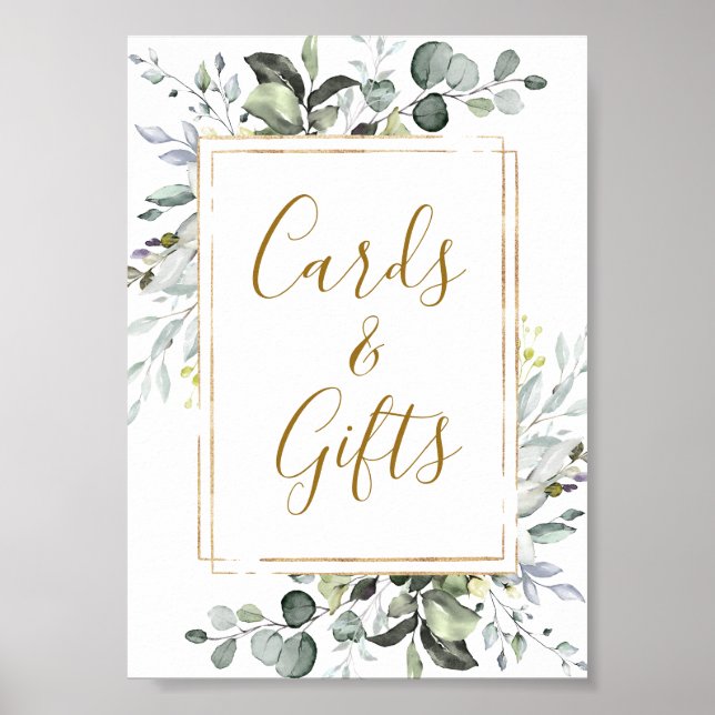 Elegant Eucalyptus-kort och Bröllop-tecken Poster (Framsidan)